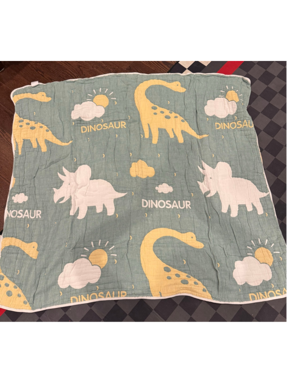 Reversible Dinosaur 6-Layer Cotton Muslin Toddler Crib Blanket 45” x 60”